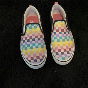Vans Kids (Girls) Checkered Slip On Skate Shoes
